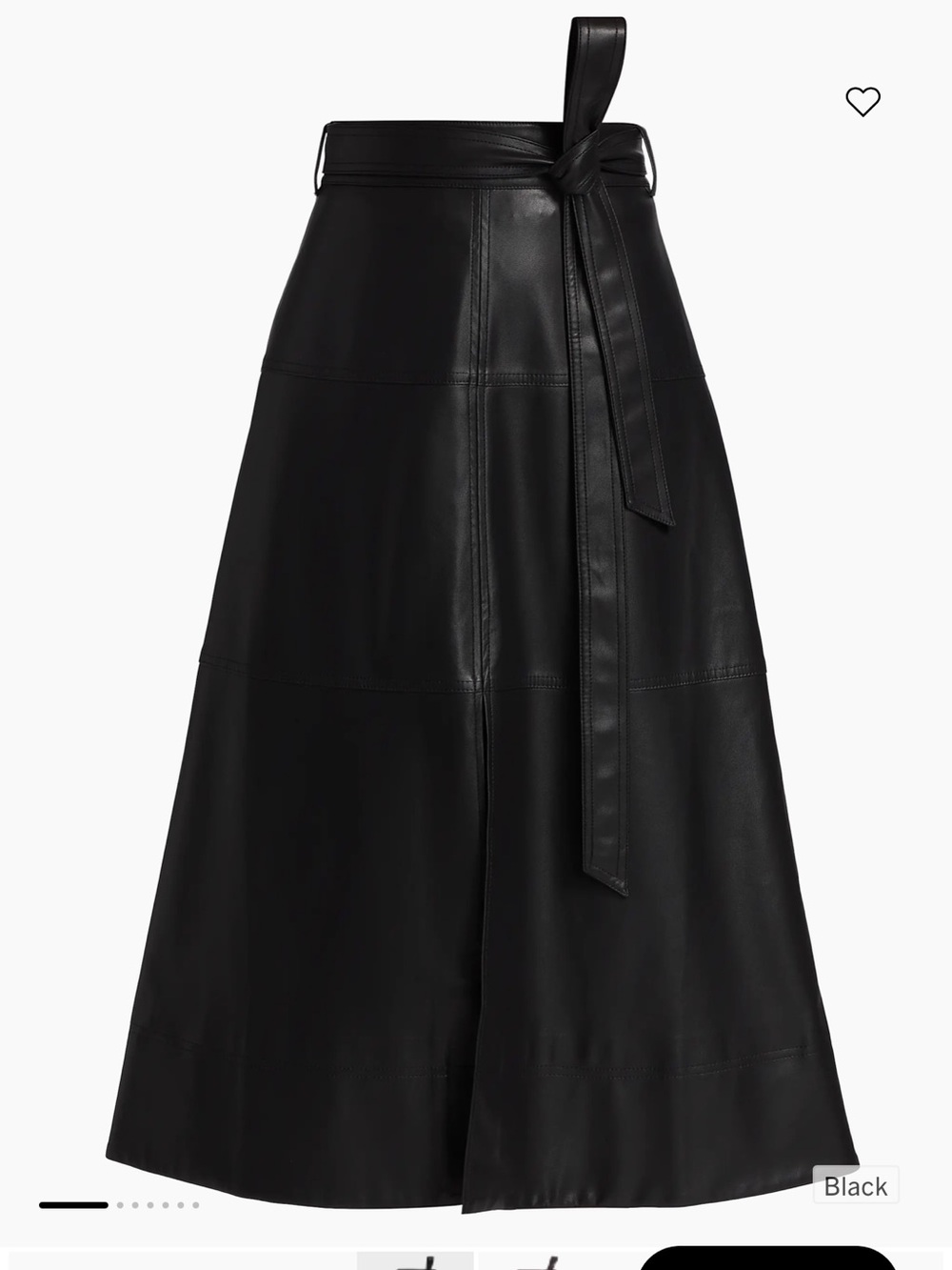 Tanya Taylor Hurley Black Faux-Leather Tie-Waist Midi Skirt.$529